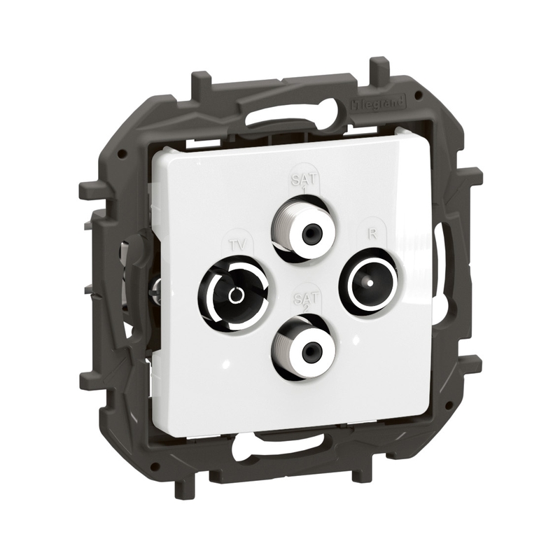 Розетка TV-R-SAT1-SAT2 индивидуална 1.5dB Бял - Legrand Niloe New NP4108WH