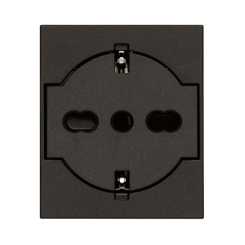 Контакт Шуко/италиански стандарт плосък 2P+E 16A 2M SICURY защита Black  - VIMAR LINEA 30211.G