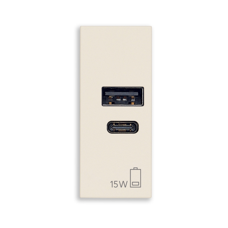 Розетка 2x USB тип A+C 15W 5V 1M Canvas  - VIMAR LINEA 30292.AC15C