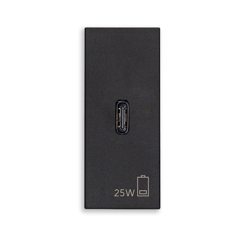 Розетка USB тип C Power Delivery 25W 1M Black  - VIMAR LINEA 30292.C25G