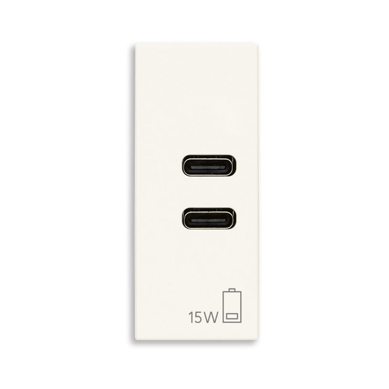 Розетка 2x USB тип C+C 15W 5V 1M White  - VIMAR LINEA 30292.CCB