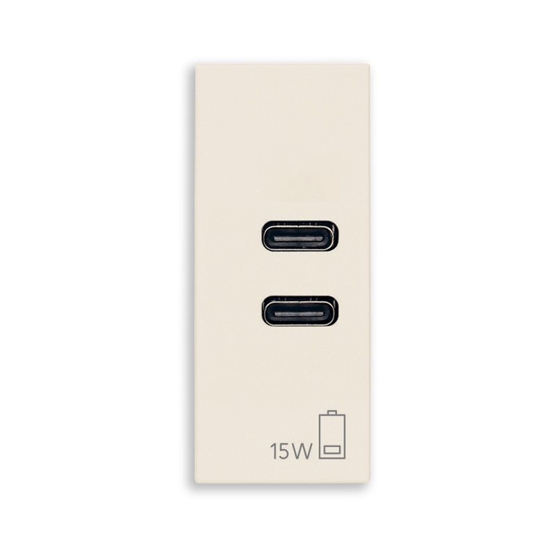 Розетка 2x USB тип C+C 15W 5V 1M Canvas  - VIMAR LINEA 30292.CCC
