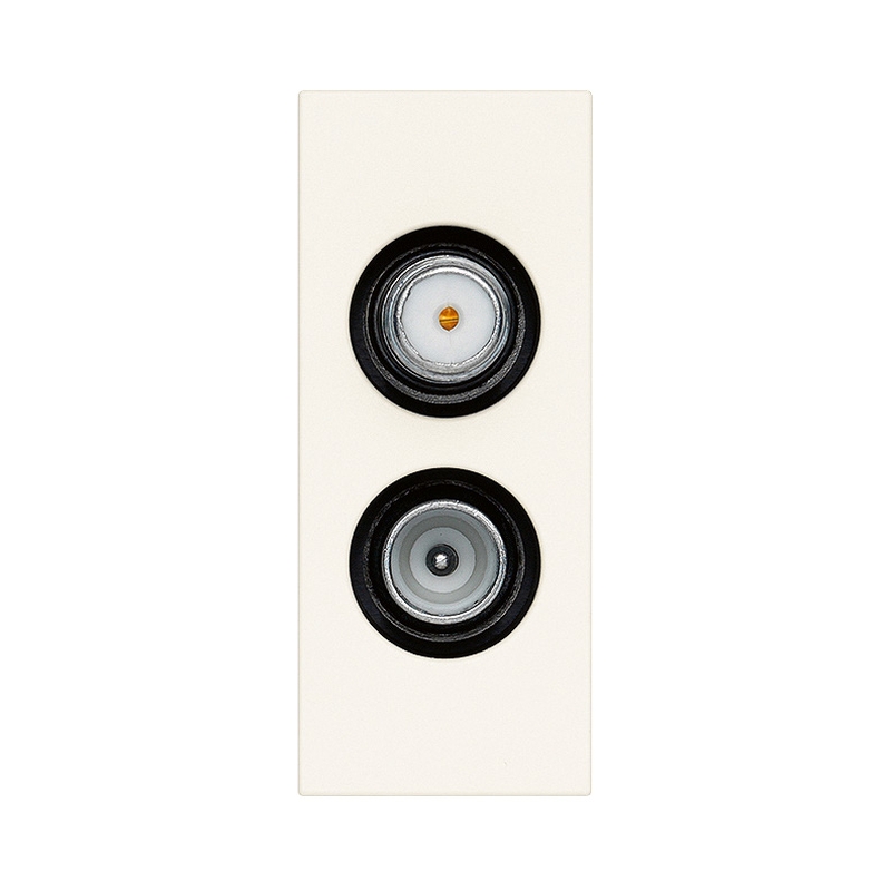 TV розетка коаксиална двойна мъжка TV-FM и F-тип 1dB 1M White  - VIMAR LINEA 30302.01B