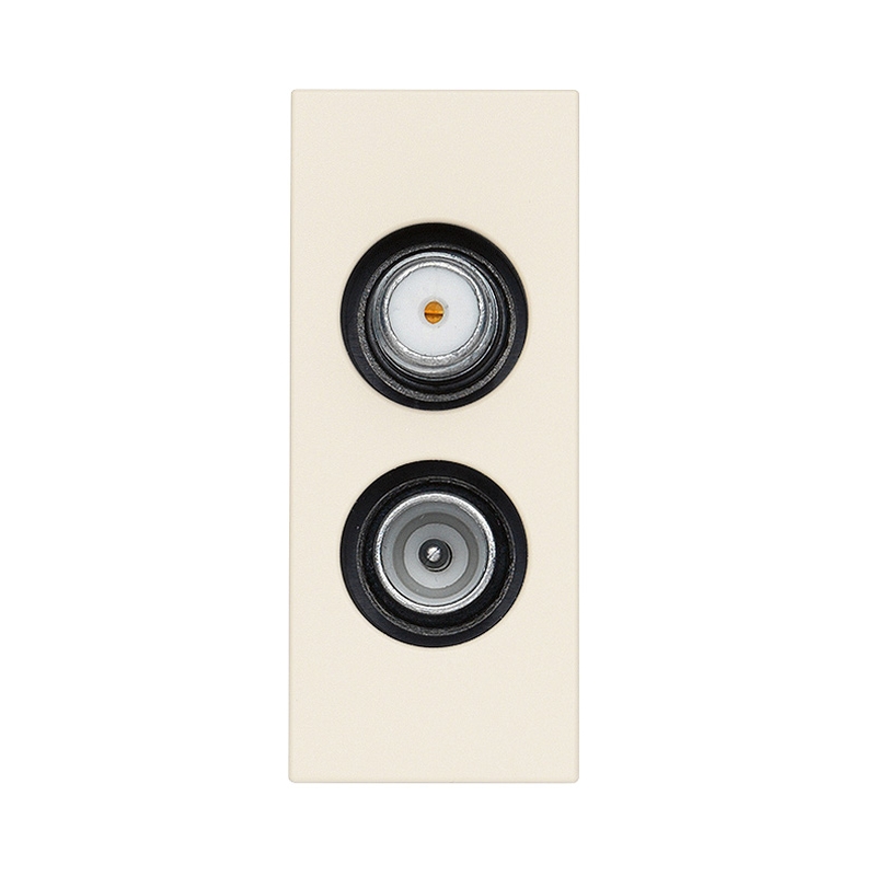 TV розетка коаксиална двойна мъжка TV-FM и F-тип 1dB 1M Canvas  - VIMAR LINEA 30302.01C