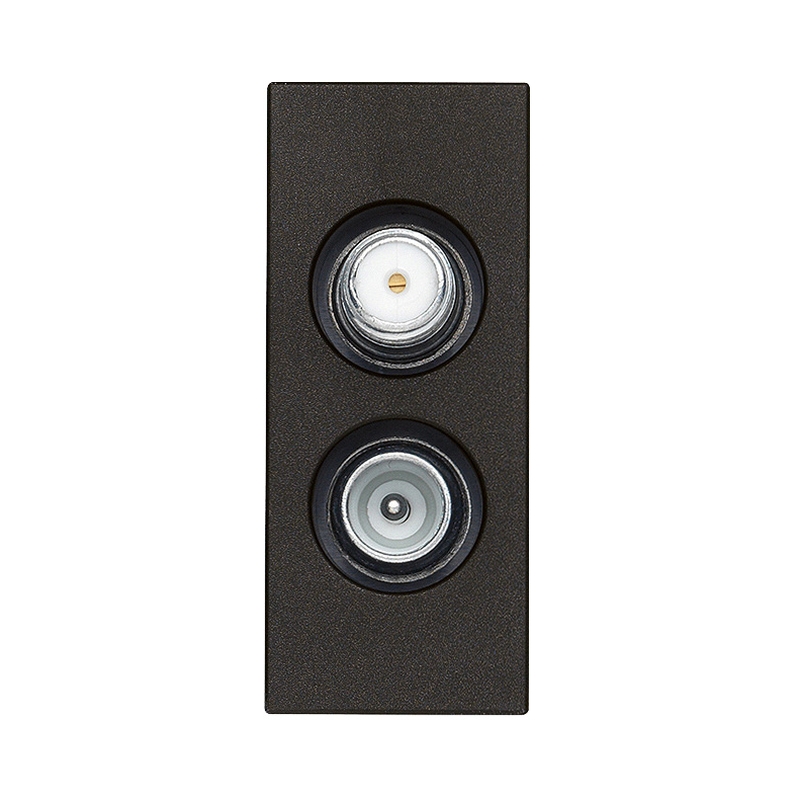 TV розетка коаксиална двойна мъжка TV-FM и F-тип 1dB 1M Black  - VIMAR LINEA 30302.01G
