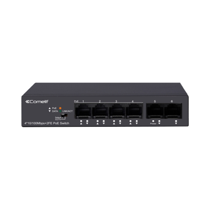 PoE мрежов суич, 4 порта + 2 uplink (10/100 Mbps) - Comelit IPSWP06N100A