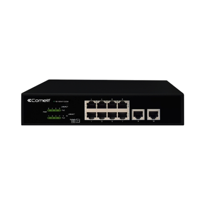 PoE мрежов суич, 8 порта + 2 uplink (Gigabit Ethernet) - Comelit IPSWP10N01A