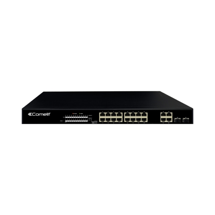 PoE мрежов суич, 16 порта + 4 uplink + 2 SFP, гигабитов - Comelit IPSWP22N01A
