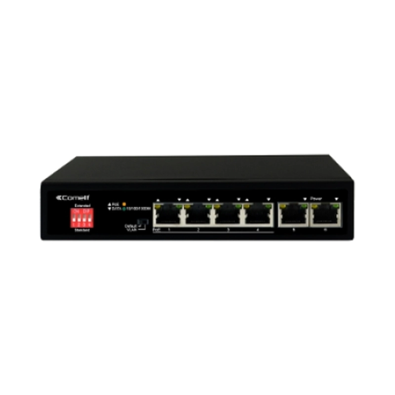 PoE мрежов суич, 4 порта + 2 Gigabit uplink, 10/100/1000 Mbps - Comelit IPSWP06N01A