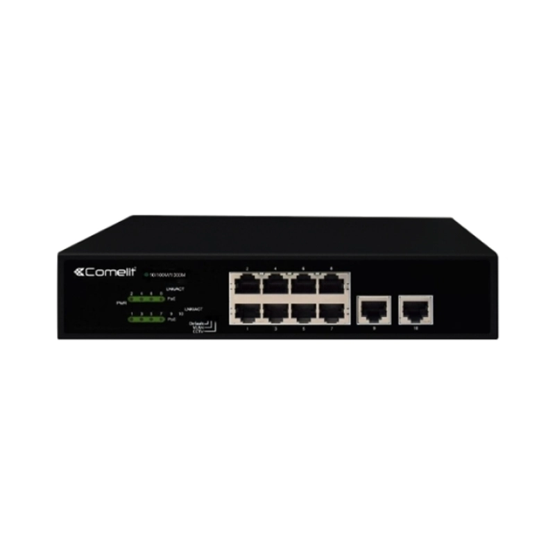 PoE мрежов суич, 8 порта + 2 uplink (Gigabit Ethernet) - Comelit IPSWP10N01A