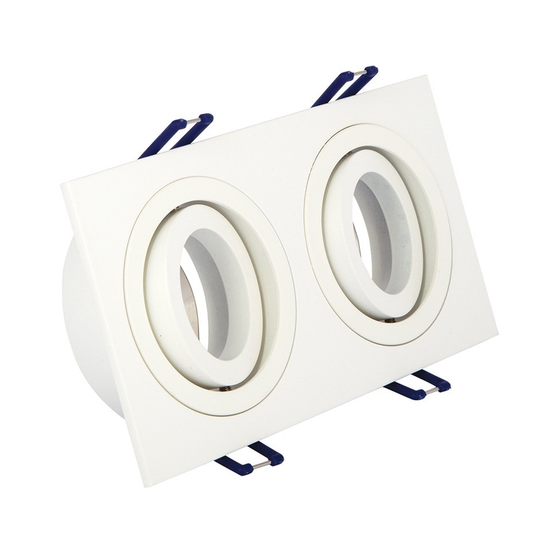 VK/03014G/2/W Квадратен насочваем спот, 2xGU10/PAR16, Max 2x12W(LED), IP20, 17.6x9.3x2.8cm, бял - VK LED Cree