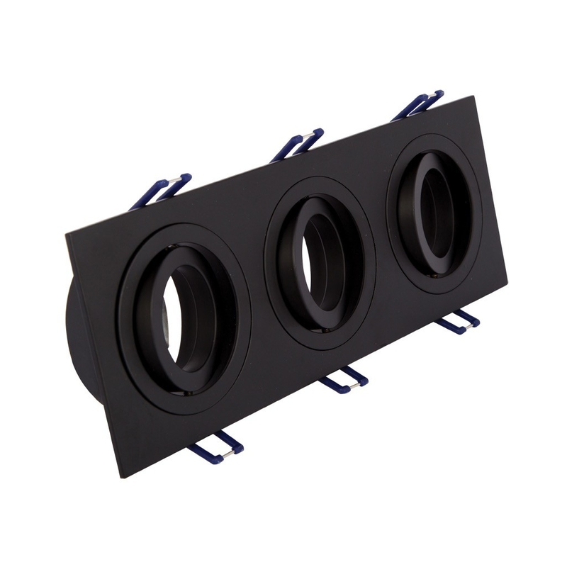 VK/03014G/3/B Квадратен насочваем спот, 3xGU10/PAR16, Max 3x12W (LED), IP20, 25.5x9.3x2.8cm, черен - VK LED Cree