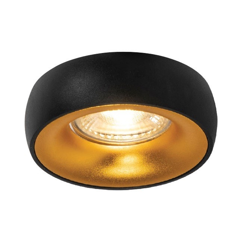 VK/03308/BG Спот за вграждане за GU10/PAR16, Max12W (LED), IP20, ø8.5x3.6cm, шлифовано черно отвън + златно отвътре - VK LED Ikon