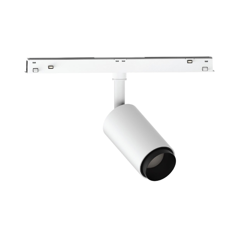 VK/04605/TR/DA/ZM/W-B/W EIVA, LED осветител  за магнитна шина 48V, Тънка, DALI, 3000K, 1.524lm, 15W, увеличаващо 15°-45°, CRI>90, ø4.5x9cm, IP20, бяло + черно - VK LED Eiva