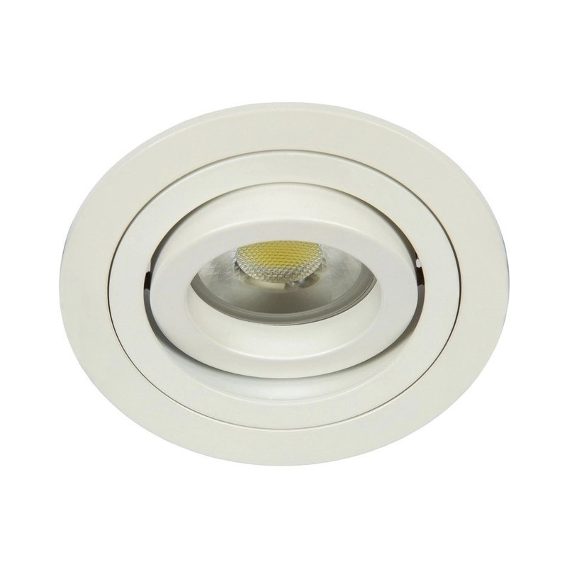 VK/03015G/W Насочваем кръгъл спот GU10/PAR16, Max12W (LED), IP20, ø9.15x2.8cm, бял - VK LED Cree