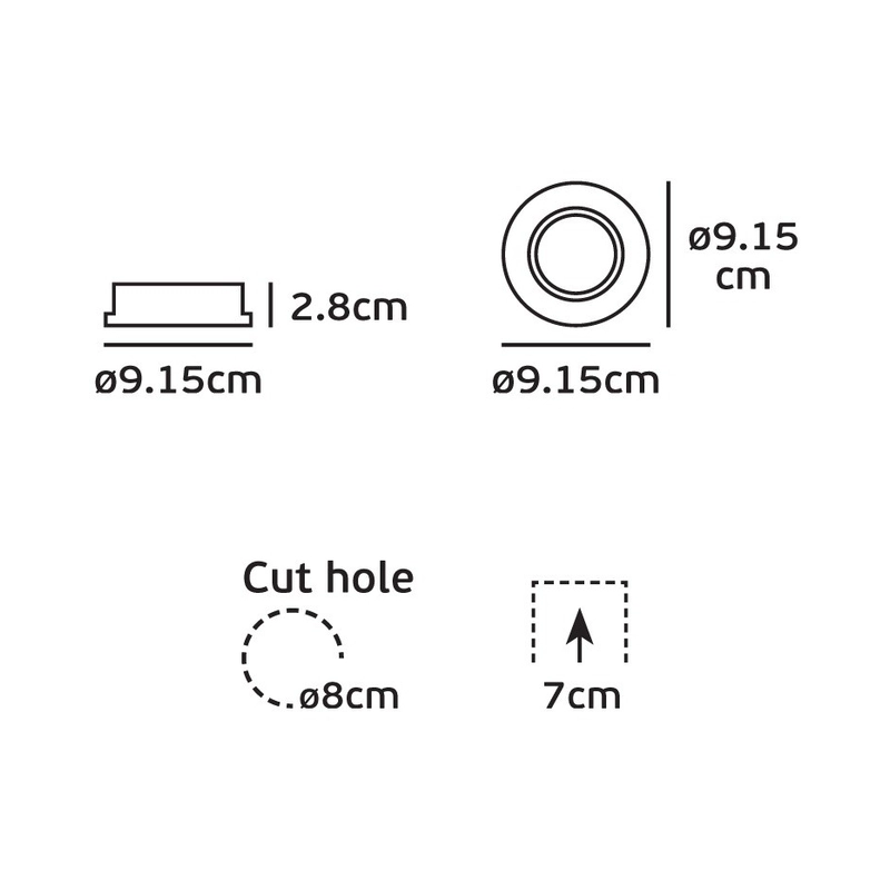 VK/03015G/B Насочваем кръгъл спот, GU10/PAR16, Max12W (LED), IP20, ø9.15x2.8cm, черен - VK LED Cree