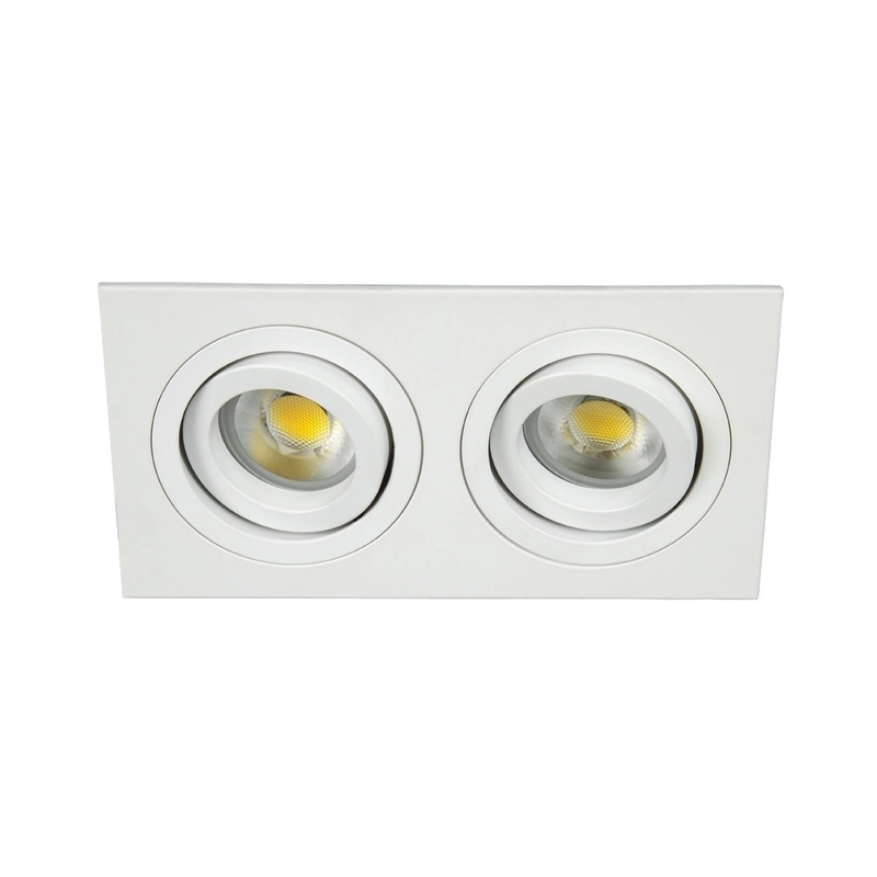 VK/03014G/2/W Квадратен насочваем спот, 2xGU10/PAR16, Max 2x12W(LED), IP20, 17.6x9.3x2.8cm, бял - VK LED Cree