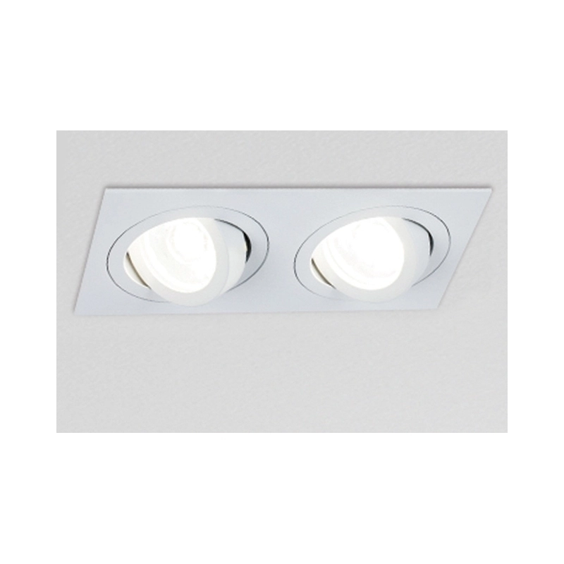 VK/03014G/2/W Квадратен насочваем спот, 2xGU10/PAR16, Max 2x12W(LED), IP20, 17.6x9.3x2.8cm, бял - VK LED Cree