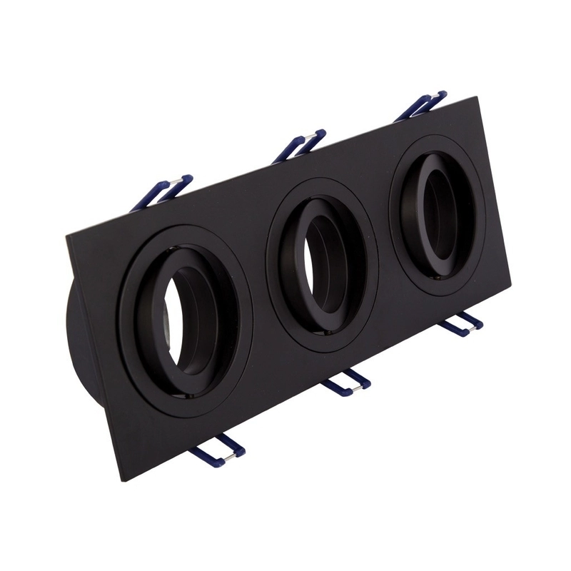 VK/03014G/3/B Square directional spot, 3xGU10/PAR16, Max 3x12W (LED), IP20, 25.5x9.3x2.8cm, black - VK LED Cree