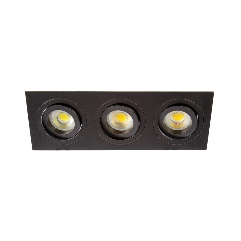 VK/03014G/3/B Square directional spot, 3xGU10/PAR16, Max 3x12W (LED), IP20, 25.5x9.3x2.8cm, black - VK LED Cree