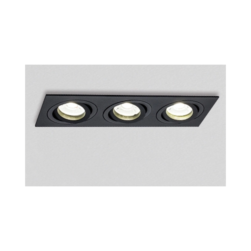 VK/03014G/3/B Square directional spot, 3xGU10/PAR16, Max 3x12W (LED), IP20, 25.5x9.3x2.8cm, black - VK LED Cree