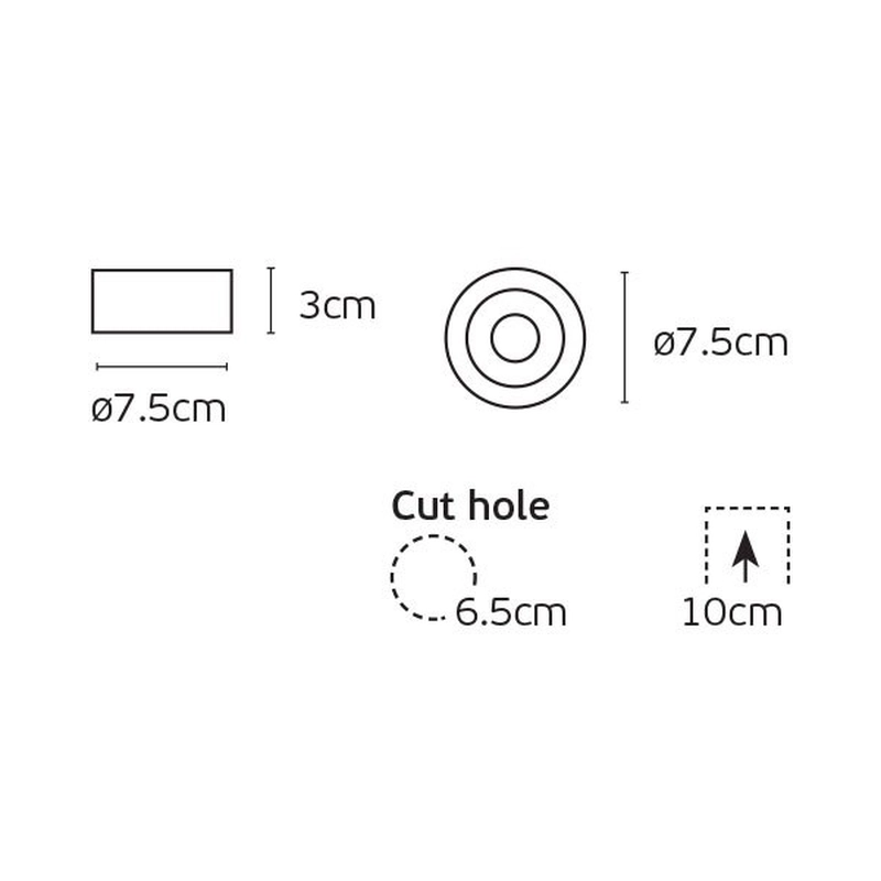 VK/03306/BG Спот за вграждане за GU10/PAR16, Max12W (LED), IP20, ø7.5x3cm, шлифовано черно тяло + златен рефлектор - VK LED Ikon