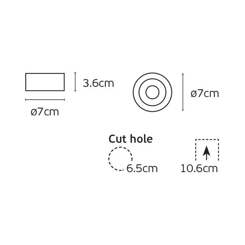 VK/03307/BG Спот за вграждане за GU10/PAR16, Max12W (LED), IP20, ø7x3.6cm, шлифовано черно отвън + златно отвътре - VK LED Ikon