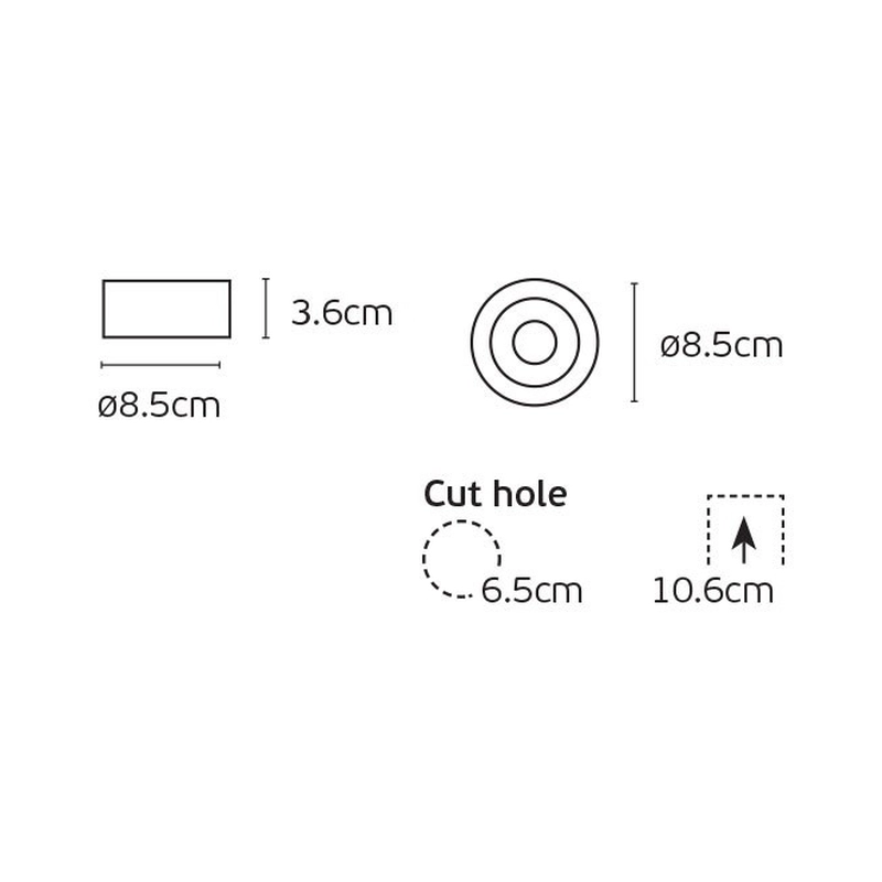 VK/03308/BG Спот за вграждане за GU10/PAR16, Max12W (LED), IP20, ø8.5x3.6cm, шлифовано черно отвън + златно отвътре - VK LED Ikon