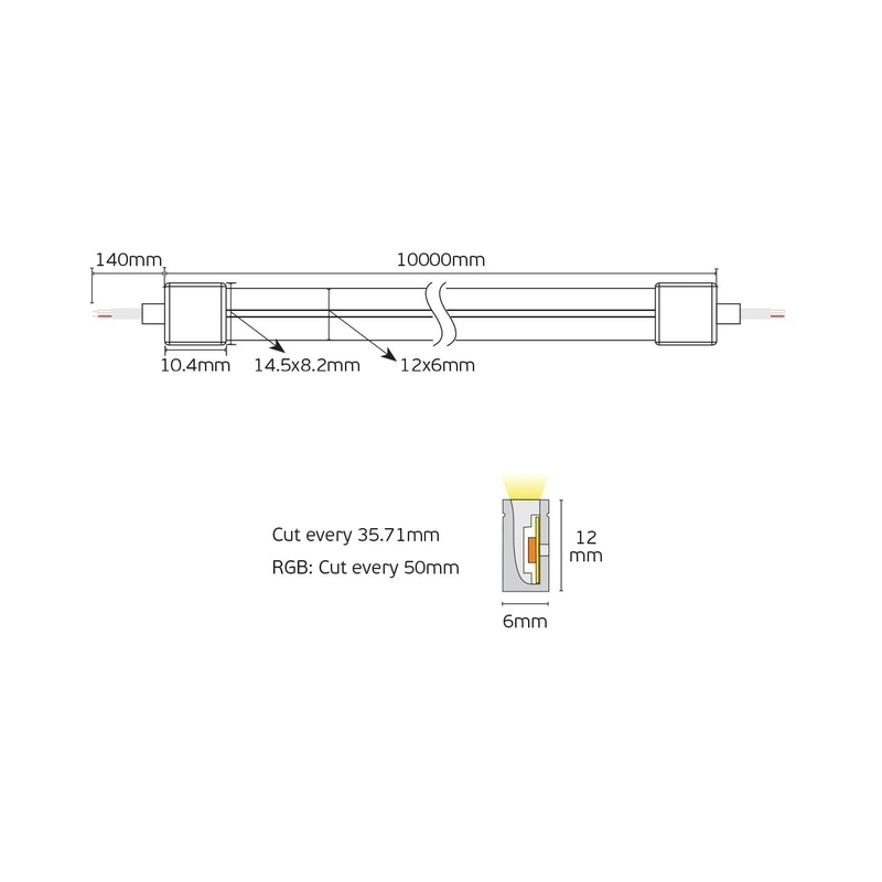 VK/24/2835W/W/168/6 LED гъвкава лента Keiso Side bend Neoflex, 24V, 10W/m, 391lm/m, 3000K, реже се на всеки 35.71mm, 10m/ролка, CRI>90, IP67 - VK LED Top Bend 6x12