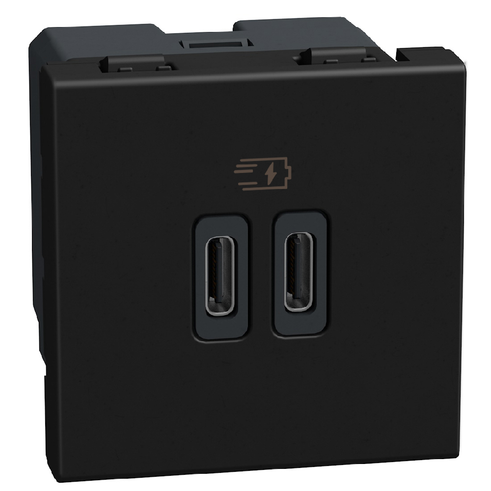 Розетка 2x USB тип C+C 15W 5V 2M Графит - bticino Light Now YD4286C2