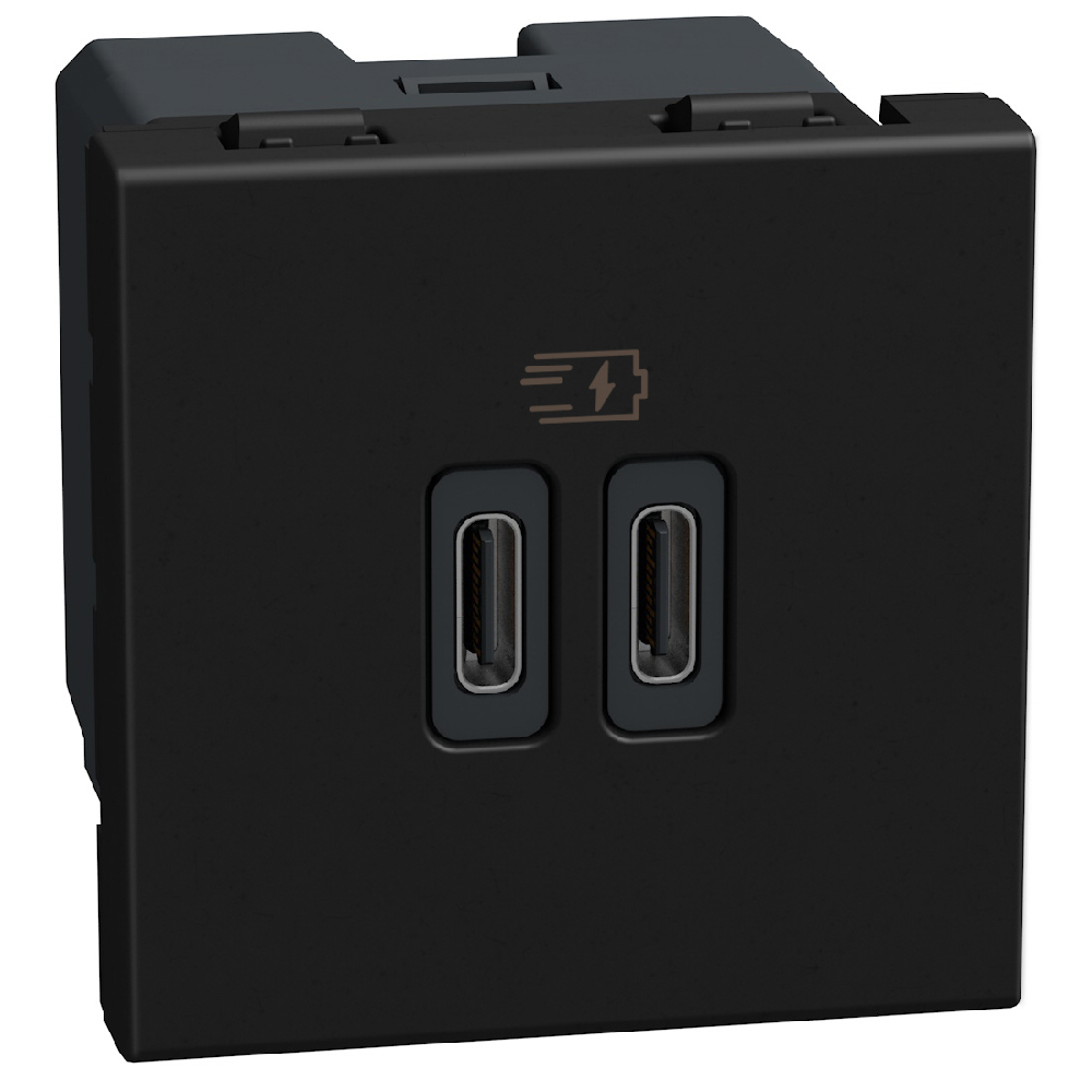 Розетка 2x USB тип C+C 30W 2M Графит - bticino Light Now YD4293CC