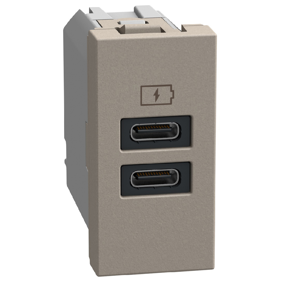 Розетка 2x USB тип C+C 15W 5V 1M Камък - bticino Light Now YG4191CC