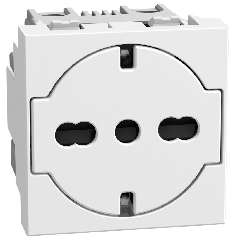 Контакт шуко/италиански стандарт 2Р+Е 16А 2M с детска защита Бял - bticino Light Now YW4140A16F