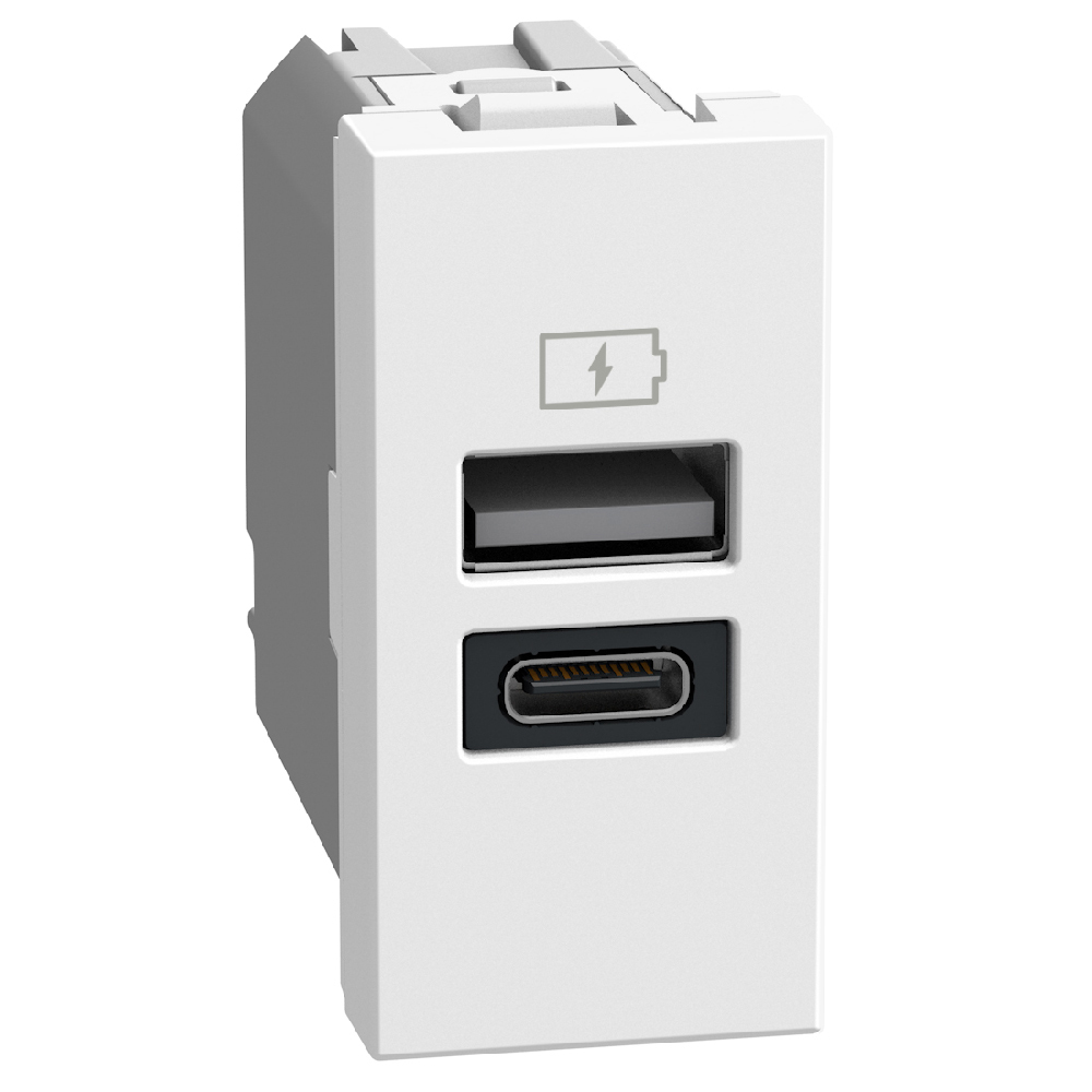 Розетка 2x USB тип A+C 15W 5V 1M Бял - bticino Light Now YW4191AC