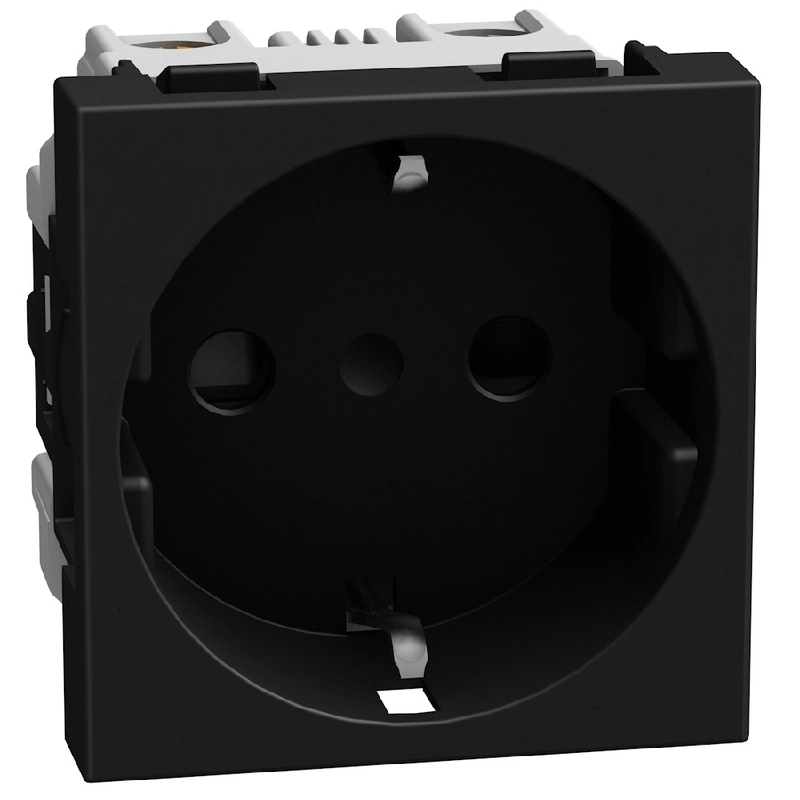 Контакт Шуко 2Р+Е 16А 2M детска защита и винтови клеми Графит - bticino Light Now YD4141