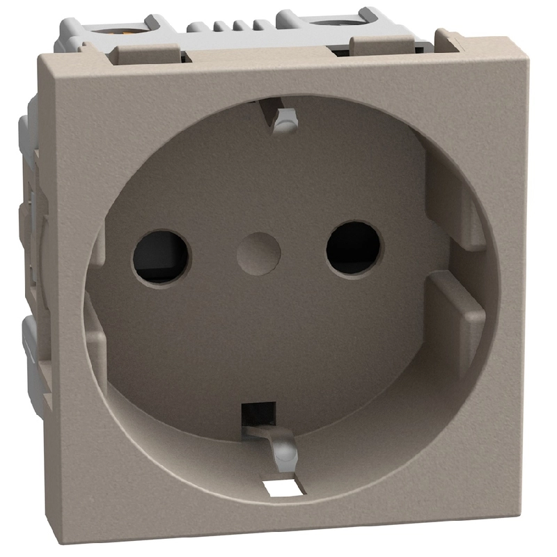 Контакт Шуко 2Р+Е 16А 2M детска защита и винтови клеми Камък - bticino Light Now YG4141