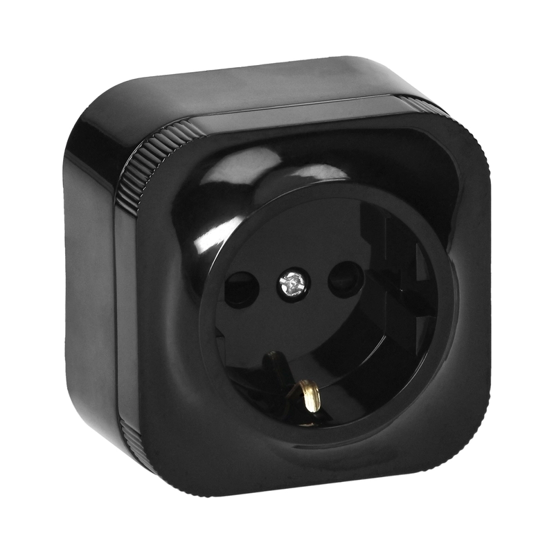 Контакт Шуко 2P+E ОМ 16A Черен - Orno ToDoOrno OR-OE-7205(GS)/B