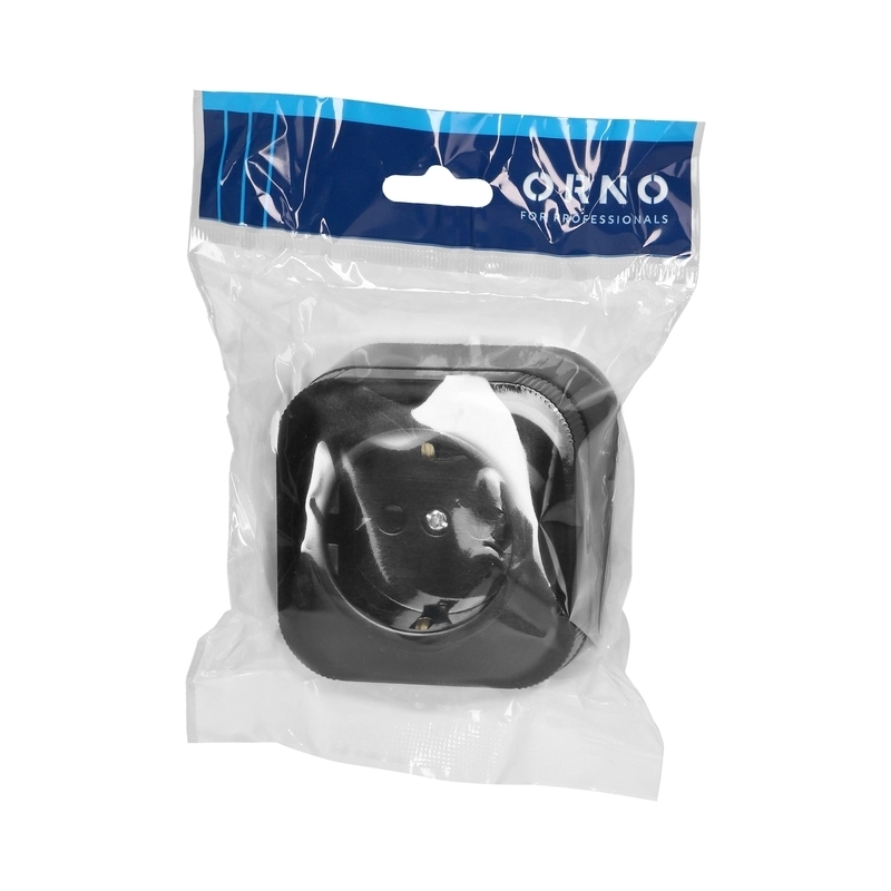 Контакт Шуко 2P+E ОМ 16A Черен - Orno ToDoOrno OR-OE-7205(GS)/B