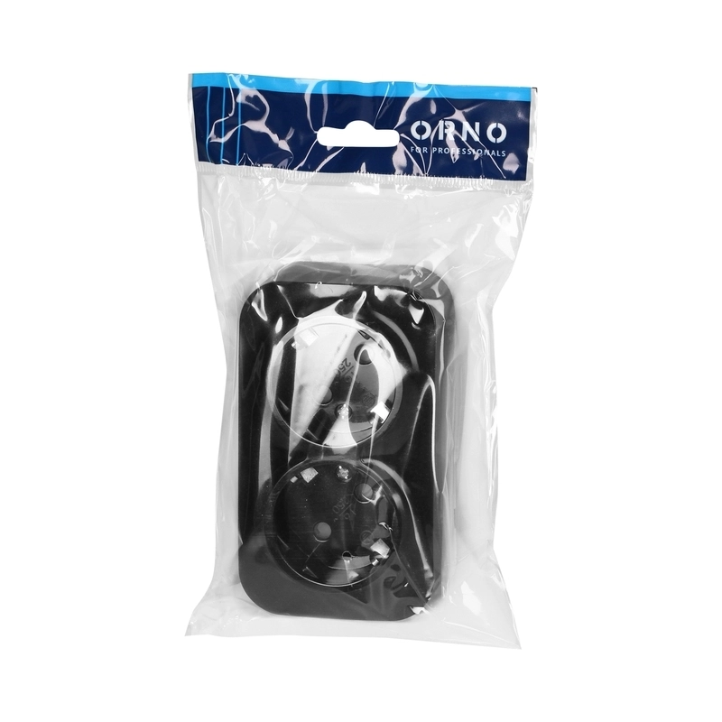 Контакт Шуко двоен 2P+E ОМ 16A Черен - Orno ToDoOrno OR-OE-7206(GS)/B