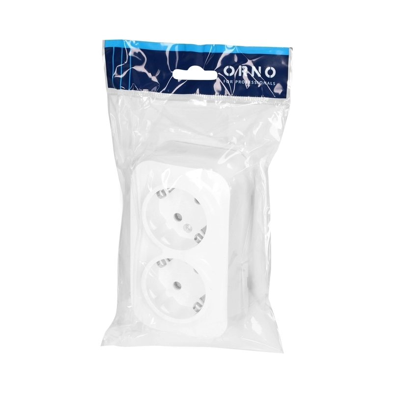 Контакт Шуко двоен 2x 2P+E ОМ 16A Бял - Orno ToDoOrno OR-OE-7206(GS)/W