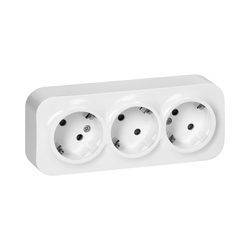 Контакт Шуко троен 3x 2P+E ОМ 16A Бял - Orno ToDoOrno OR-OE-7209(GS)/W