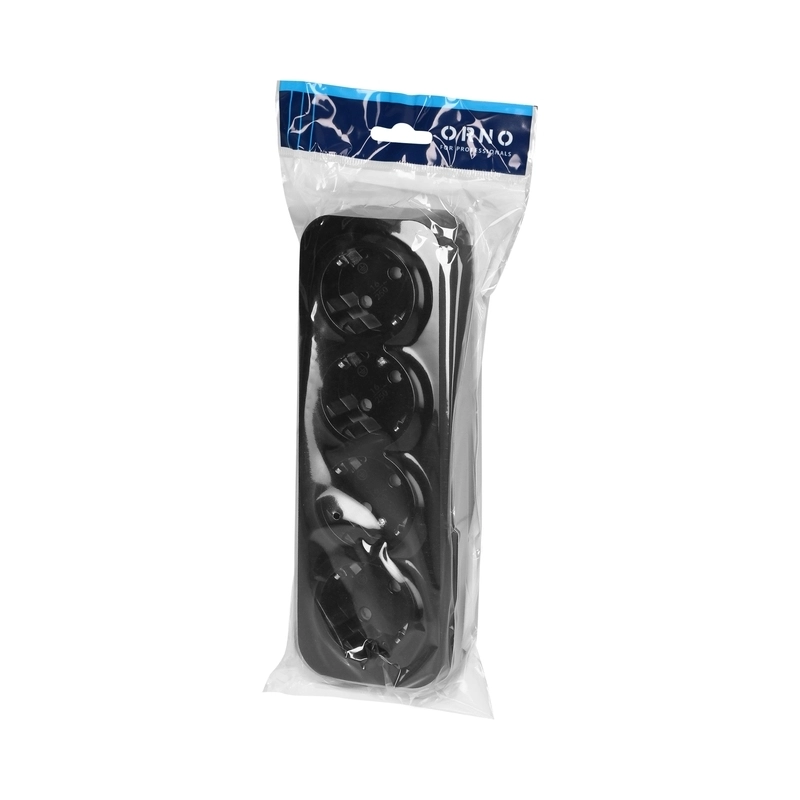 Контакт Шуко четворен 2P+E ОМ 16A Черен - Orno ToDoOrno OR-OE-7210(GS)/B