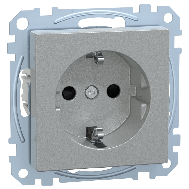 Контакт шуко механизъм 16A с лицев панел Алуминий System M - Schneider Electric Merten System M MEG2300-0460
