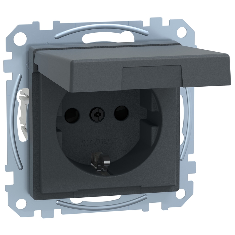 Контакт шуко механизъм 16A с лицев панел IP44 Антрацит System M - Schneider Electric Merten System M MEG2314-0414