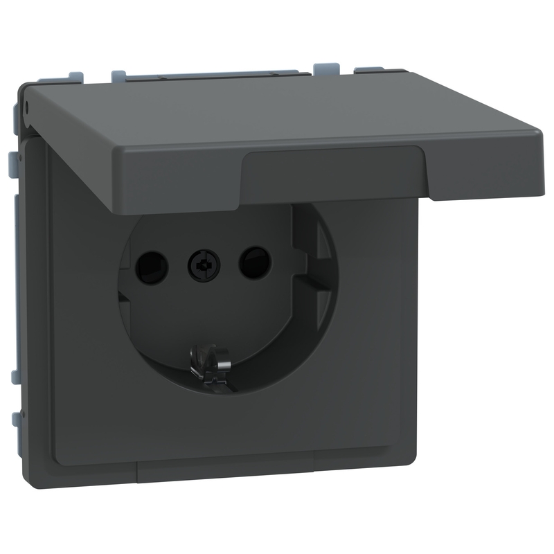 Контакт шуко механизъм 16A с лицев панел IP44 Антрацит System Design - Schneider Electric Merten System Design MEG2314-6034
