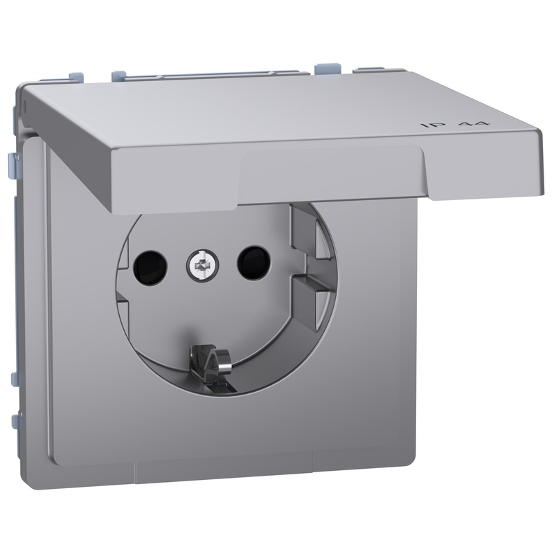 Контакт шуко механизъм 16A с лицев панел IP44 Неръждаема стомана System Design - Schneider Electric Merten System Design MEG2314-6036