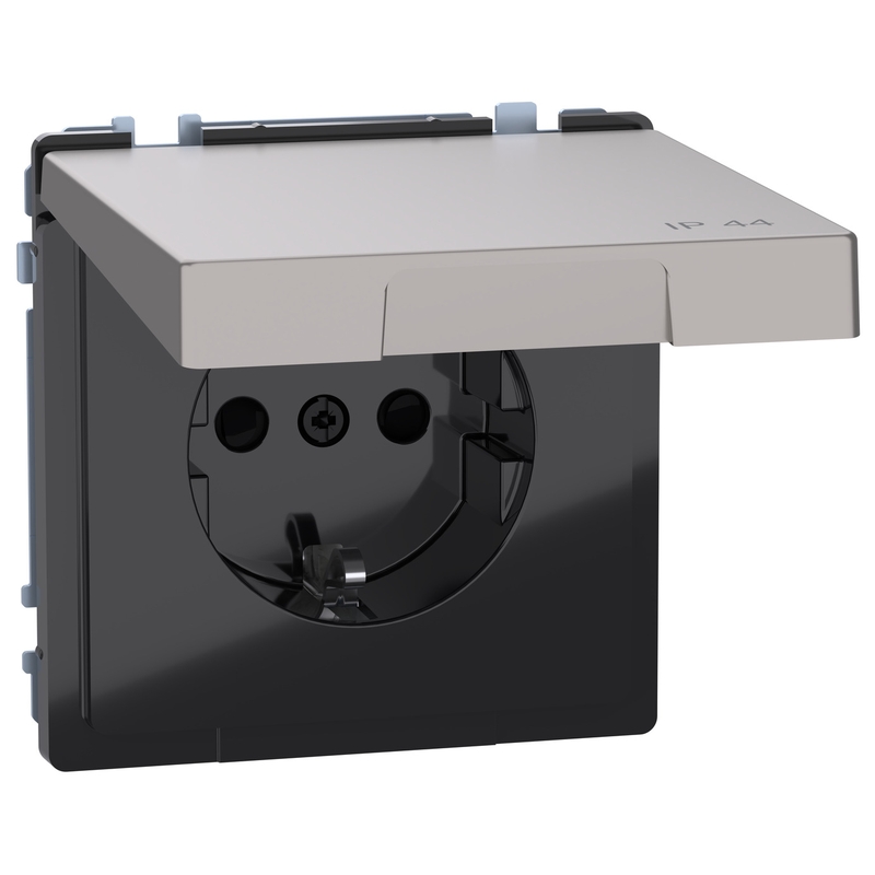 Контакт шуко 16A с лицев панел IP44 Никел System Design - Schneider Electric Merten System Design MEG2314-6050