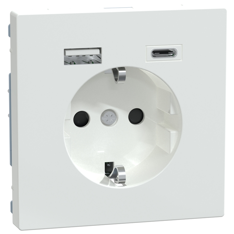 Контакт шуко 16A с 2x USB A+C 3A 15W с лицев панел цвят Лотус System Design - Schneider Electric Merten System Design MEG2367-6035