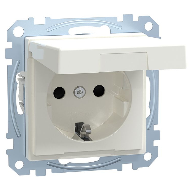 Контакт шуко механизъм 16A с лицев панел IP44 Полярно бяло System M - Schneider Electric Merten System M MEG2414-0319