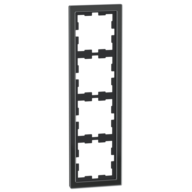 Декоративна рамка 4x цвят Черен оникс стъкло System D-Life Glass - Schneider Electric Merten System Design MEG4040-6503